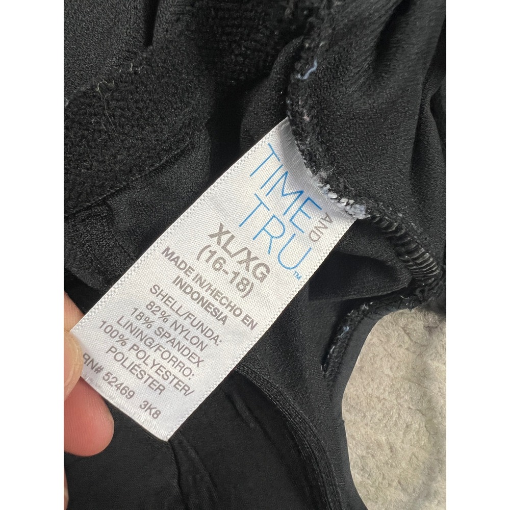 Time and Tru Swimsuit Women XL Black One Piece Ruffle Surplice Ruched TTSL19102 - Picture 5 of 16